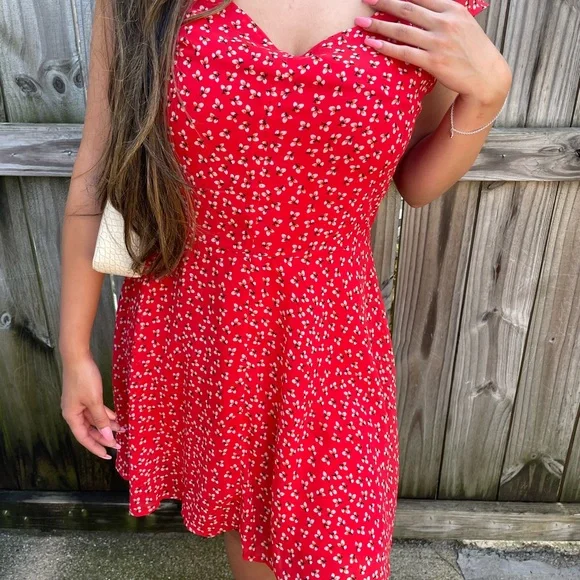 open lace back dress Red Urban Outfitters Babydoll Dress – Zoehify main image 1